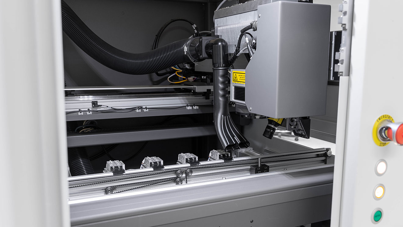 PCB laser depaneling system interior