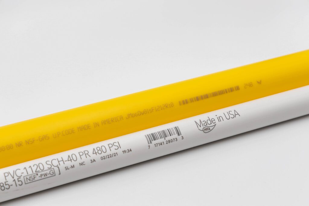 laser marked yellow and white plastic extruded tubing