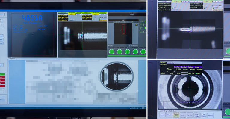 CMS Laser software showing machine vision views of stainless steel parts that are welded